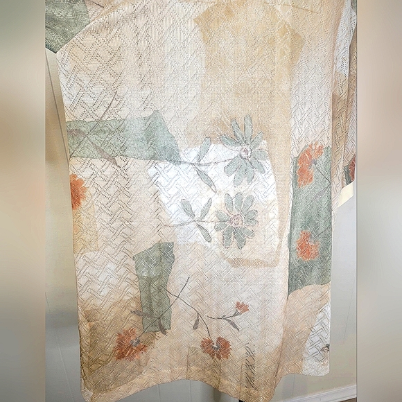 Vintage R&M Richards 18WP Green Gold Floral Sheer Kimono - Picture 7 of 9